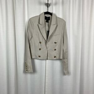 House Of Harlow 1960 Beige Linen Blend Long Sleeve Cropped Jacket Sz.S NWT